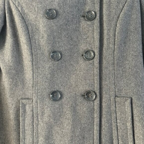 Calvin Klein Wool Blend Double Breasted Pea Coat Removable Hood Women’s Size 8 - Picture 5 of 10